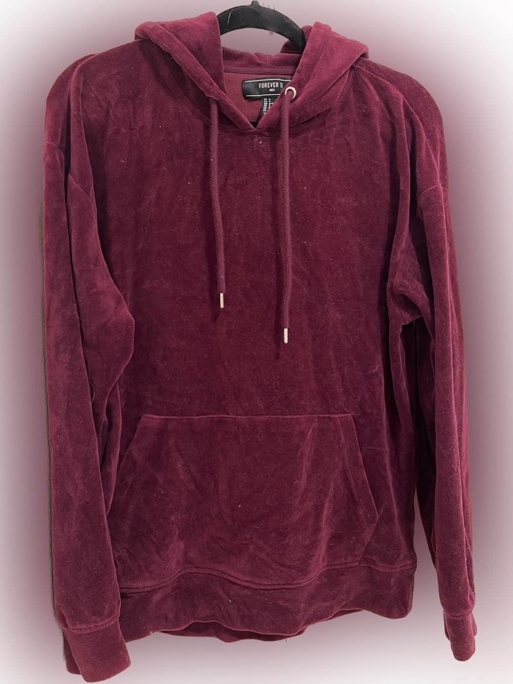 Red Maroon velvour velvet forever 21 pullover hoodie sweater size small